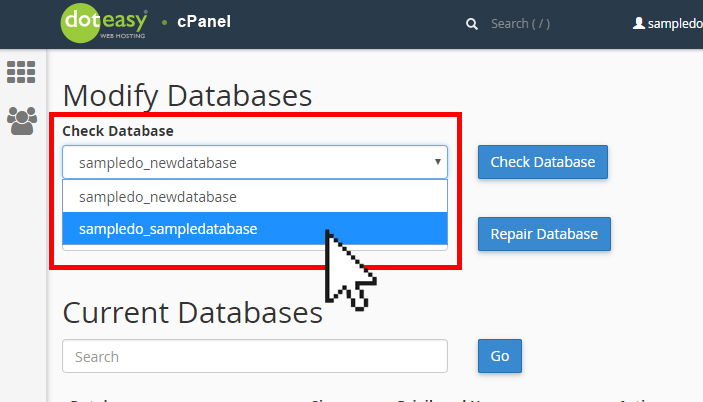 Checking And Repairing A Database In CPanel Doteasy Web Hosting Canada