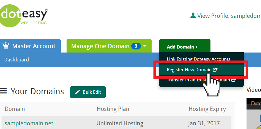 Registering A Domain Name Doteasy Web Hosting