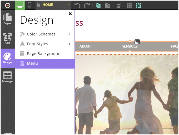 site menu bar for your website 